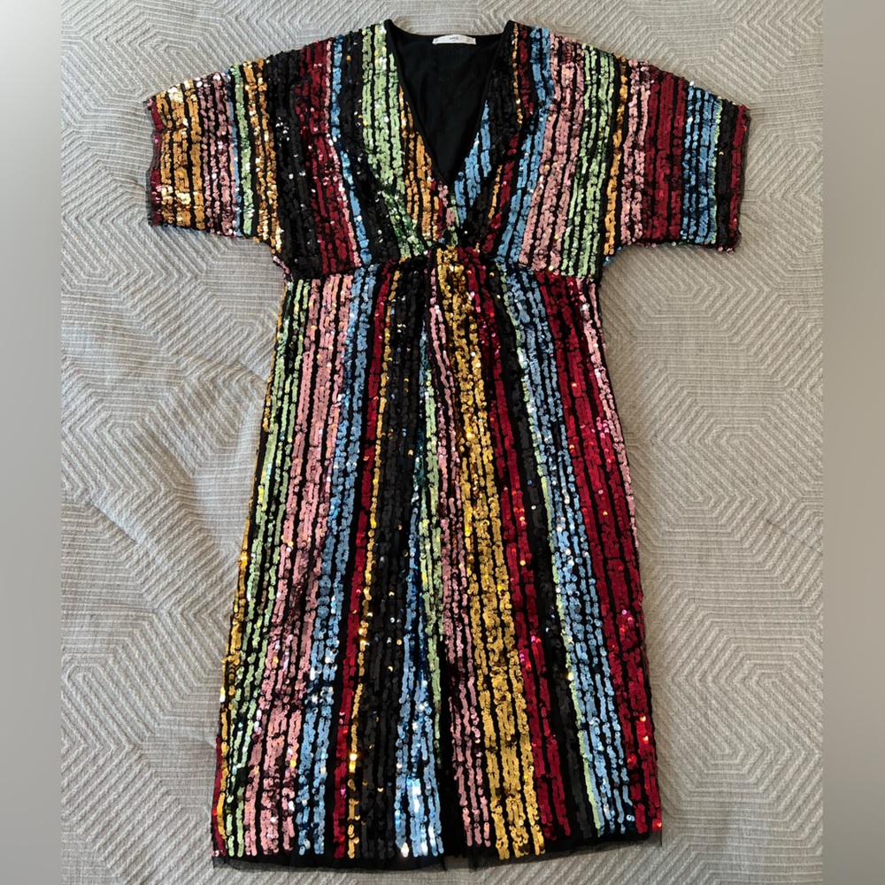 Plunge Neck Sequin Party Dress